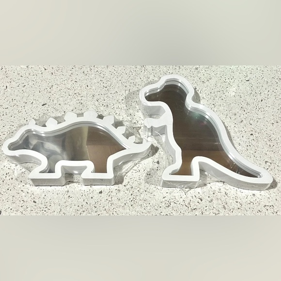 9" Kid's Dinosaur Mirror Wall Decor or Stand Up Stegosaurus & T-Rex Set of 2 - Picture 1 of 5